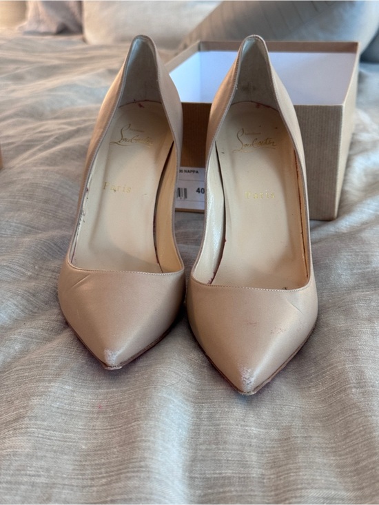 Christian Louboutin Shoes - Christian Louboutin Beige Pointed-Toe Leather Pumps